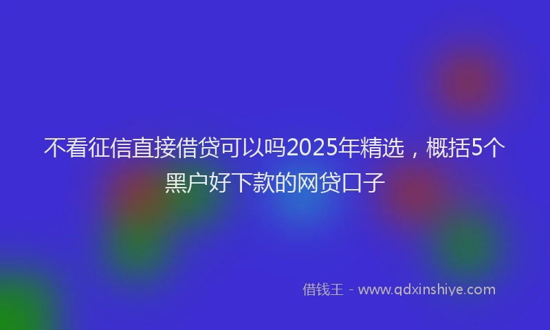 不看征信直接借贷可以吗2025年精选，概括5个黑户好下款的网贷口子