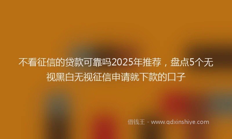 不看征信的贷款可靠吗2025年推荐，盘点5个无视黑白无视征信申请就下款的口子