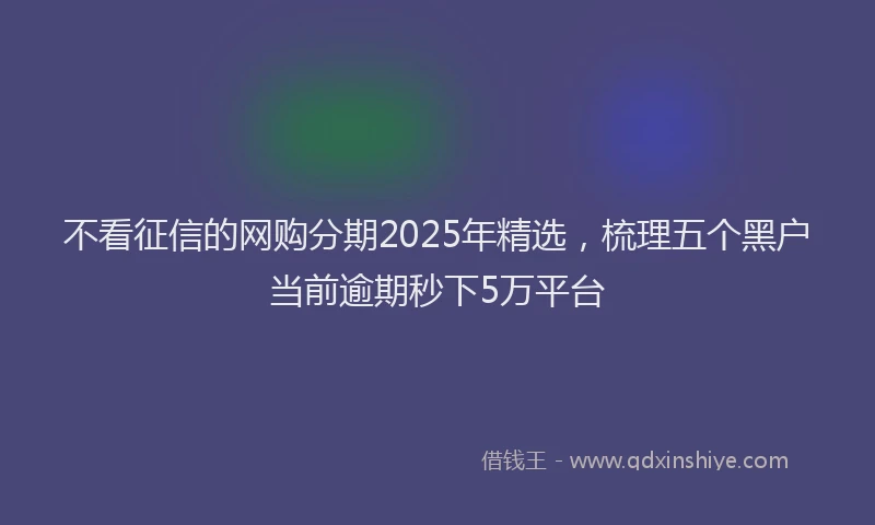 不看征信的网购分期2025年精选，梳理五个黑户当前逾期秒下5万平台