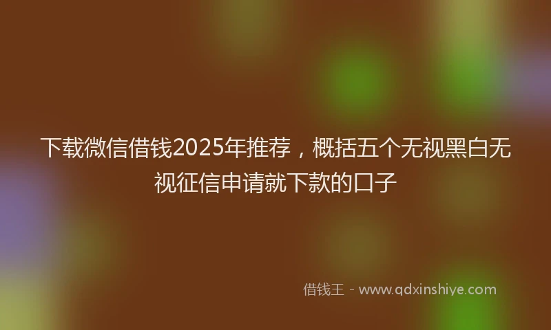 下载微信借钱2025年推荐，概括五个无视黑白无视征信申请就下款的口子