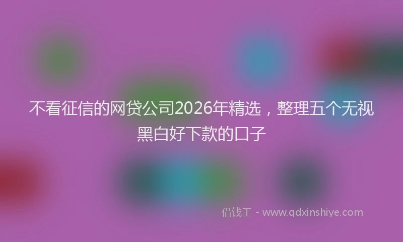 不看征信的网贷公司2026年精选，整理五个无视黑白好下款的口子