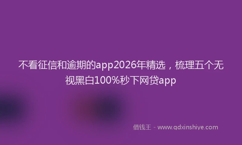不看征信和逾期的app2026年精选，梳理五个无视黑白100%秒下网贷app