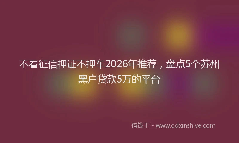 不看征信押证不押车2026年推荐，盘点5个苏州黑户贷款5万的平台