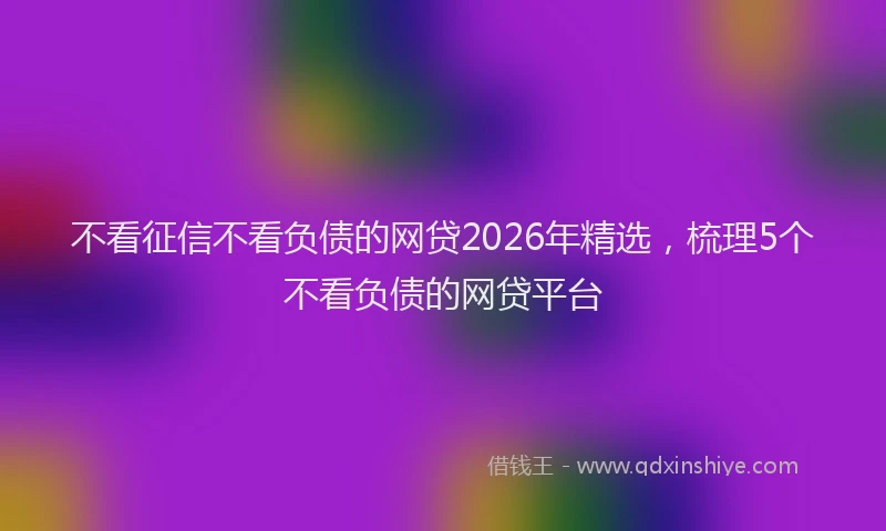 不看征信不看负债的网贷2026年精选，梳理5个不看负债的网贷平台