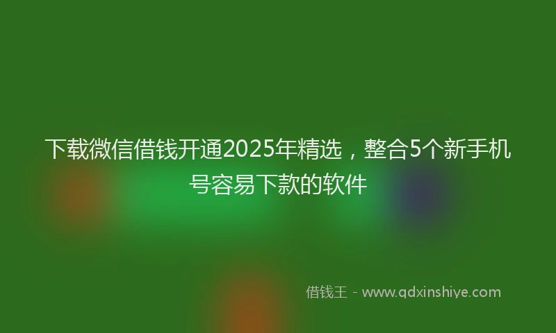下载微信借钱开通2025年精选，整合5个新手机号容易下款的软件