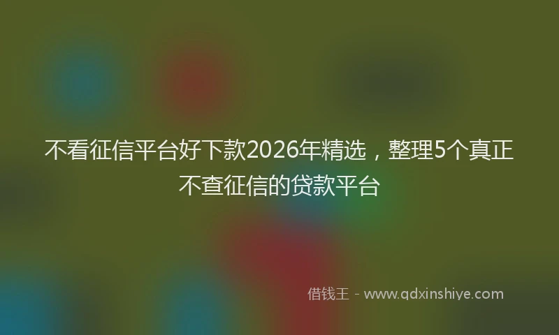 不看征信平台好下款2026年精选，整理5个真正不查征信的贷款平台