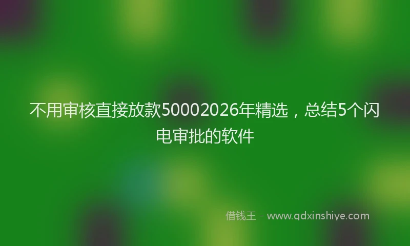 不用审核直接放款50002026年精选，总结5个闪电审批的软件