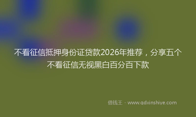 不看征信抵押身份证贷款2026年推荐，分享五个不看征信无视黑白百分百下款