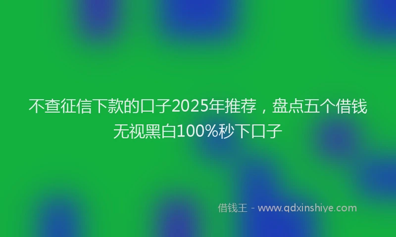不查征信下款的口子2025年推荐，盘点五个借钱无视黑白100%秒下口子