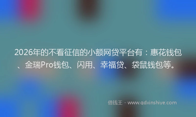 2026年的不看征信的小额网贷平台有：惠花钱包、金瑞Pro钱包、闪用、幸福贷、袋鼠钱包等。