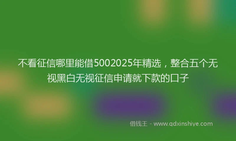 不看征信哪里能借5002025年精选，整合五个无视黑白无视征信申请就下款的口子