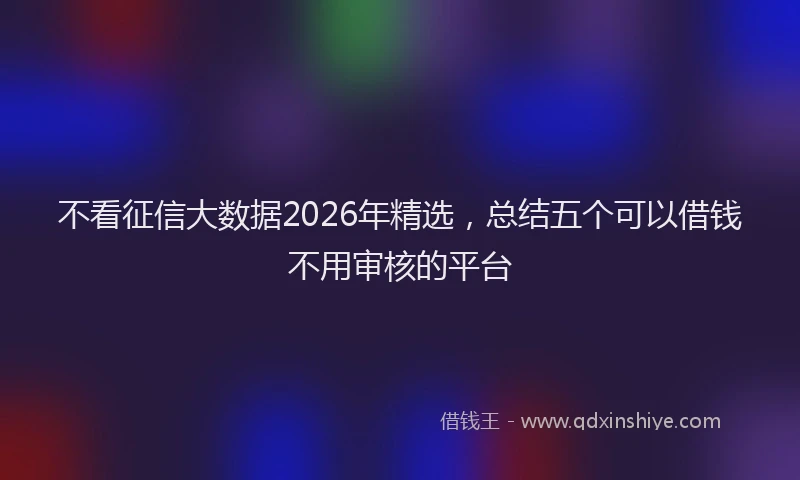 不看征信大数据2026年精选，总结五个可以借钱不用审核的平台