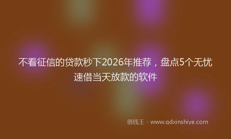 不看征信的贷款秒下2026年推荐，盘点5个无忧速借当天放款的软件
