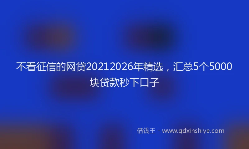 不看征信的网贷20212026年精选，汇总5个5000块贷款秒下口子
