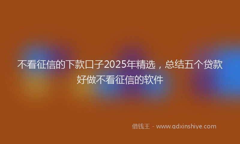 不看征信的下款口子2025年精选，总结五个贷款好做不看征信的软件