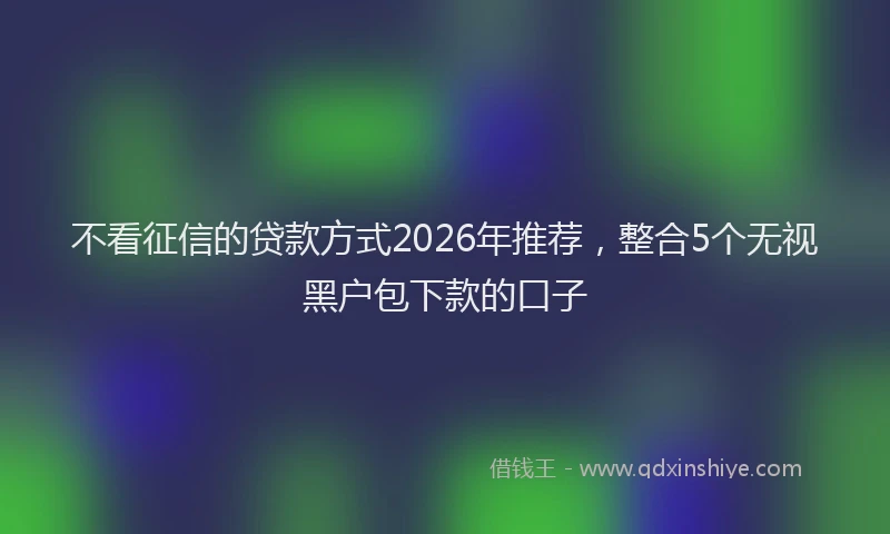 不看征信的贷款方式2026年推荐，整合5个无视黑户包下款的口子