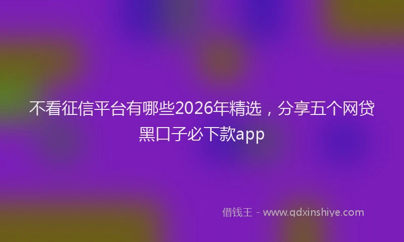 不看征信平台有哪些2026年精选，分享五个网贷黑口子必下款app