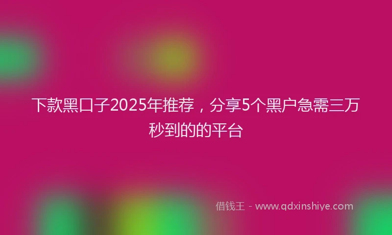 下款黑口子2025年推荐，分享5个黑户急需三万秒到的的平台