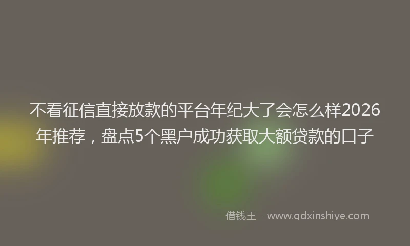 不看征信直接放款的平台年纪大了会怎么样2026年推荐，盘点5个黑户成功获取大额贷款的口子