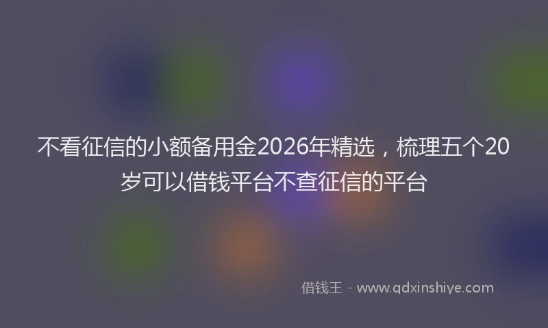不看征信的小额备用金2026年精选，梳理五个20岁可以借钱平台不查征信的平台