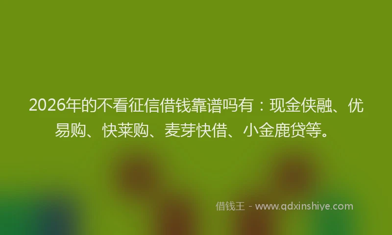 2026年的不看征信借钱靠谱吗有：现金侠融、优易购、快莱购、麦芽快借、小金鹿贷等。
