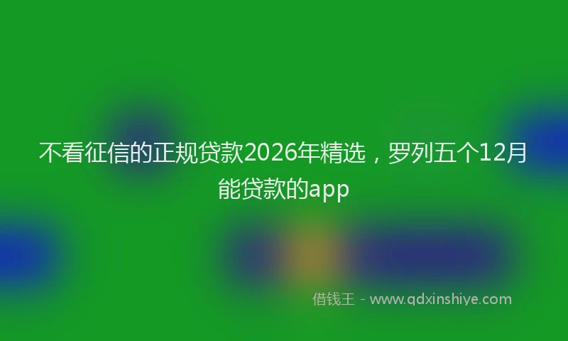 不看征信的正规贷款2026年精选,罗列五个12月能贷款的app
