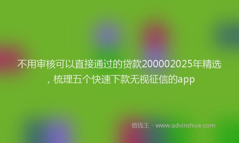 不用审核可以直接通过的贷款200002025年精选，梳理五个快速下款无视征信的app