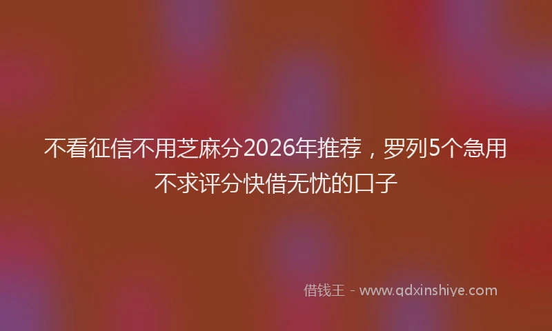 不看征信不用芝麻分2026年推荐,罗列5个急用不求评分快借无忧的口子
