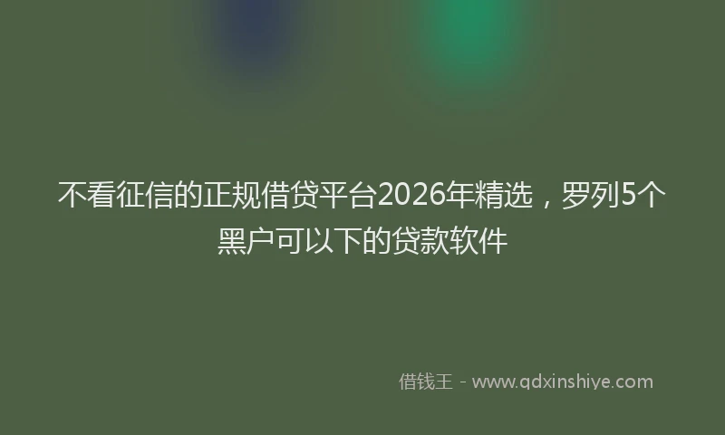 不看征信的正规借贷平台2026年精选，罗列5个黑户可以下的贷款软件