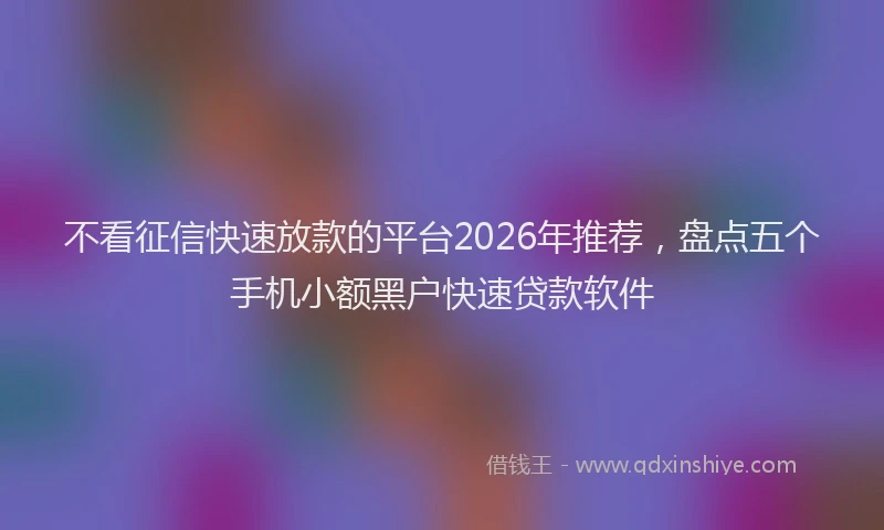 不看征信快速放款的平台2026年推荐，盘点五个手机小额黑户快速贷款软件