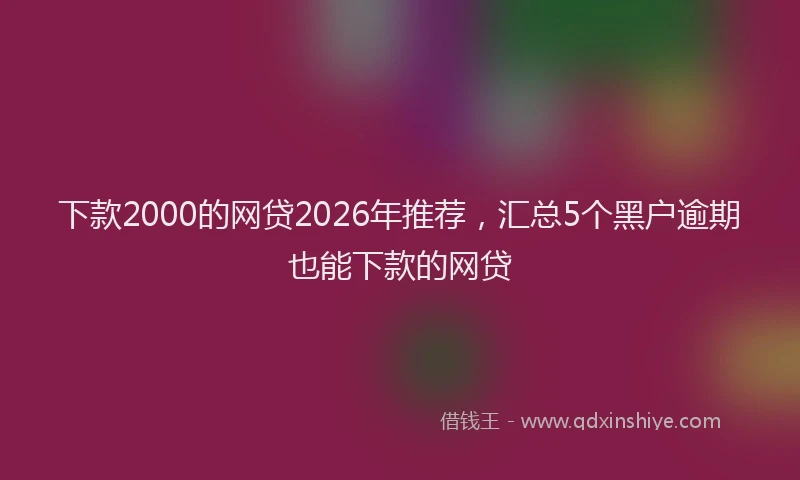 下款2000的网贷2026年推荐，汇总5个黑户逾期也能下款的网贷