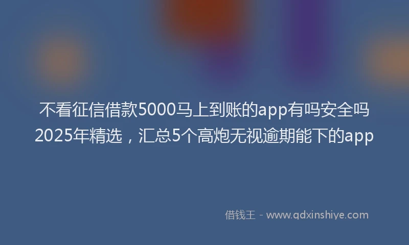 不看征信借款5000马上到账的app有吗安全吗2025年精选，汇总5个高炮无视逾期能下的app