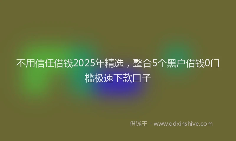 不用信任借钱2025年精选，整合5个黑户借钱0门槛极速下款口子