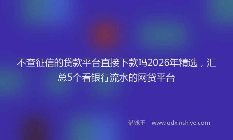 不查征信的贷款平台直接下款吗2026年精选,汇总5个看银行流水的网贷平台