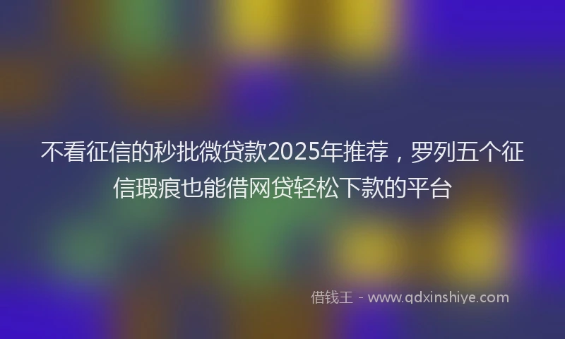 不看征信的秒批微贷款2025年推荐，罗列五个征信瑕疵也能借网贷轻松下款的平台