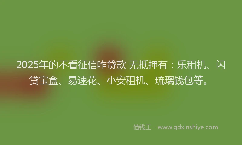 2025年的不看征信咋贷款 无抵押有:乐租机、闪贷宝盒、易速花、小安租机、琉璃钱包等。