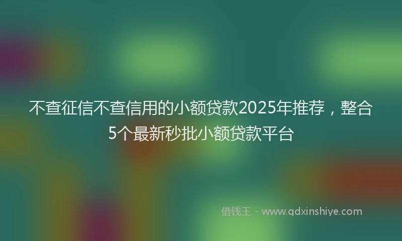 不查征信不查信用的小额贷款2025年推荐，整合5个最新秒批小额贷款平台