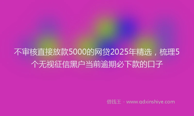 不审核直接放款5000的网贷2025年精选，梳理5个无视征信黑户当前逾期必下款的口子