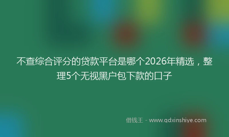 不查综合评分的贷款平台是哪个2026年精选，整理5个无视黑户包下款的口子