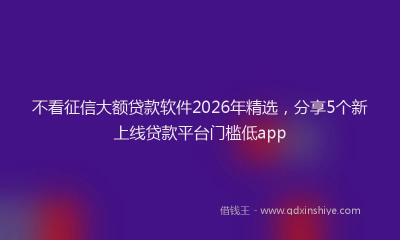 不看征信大额贷款软件2026年精选，分享5个新上线贷款平台门槛低app