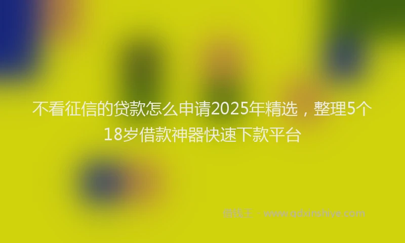 不看征信的贷款怎么申请2025年精选，整理5个18岁借款神器快速下款平台