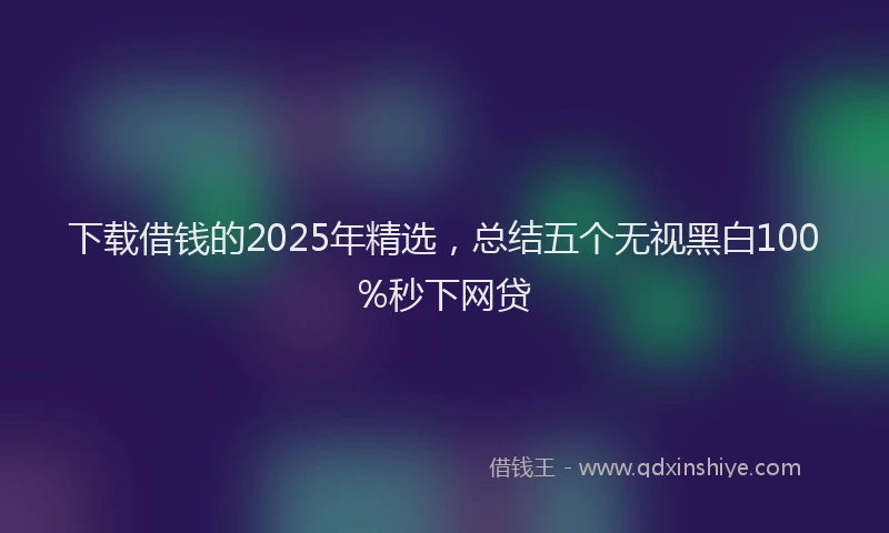 下载借钱的2025年精选，总结五个无视黑白100%秒下网贷