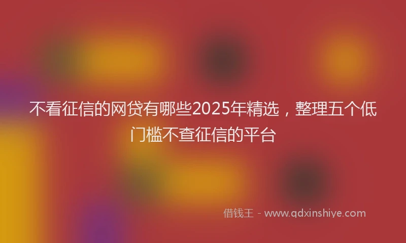 不看征信的网贷有哪些2025年精选，整理五个低门槛不查征信的平台