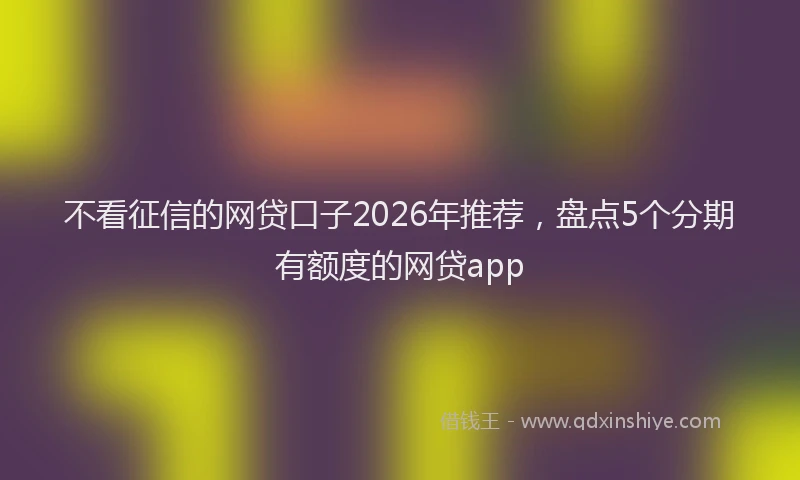 不看征信的网贷口子2026年推荐，盘点5个分期有额度的网贷app