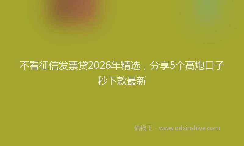 不看征信发票贷2026年精选，分享5个高炮口子秒下款最新