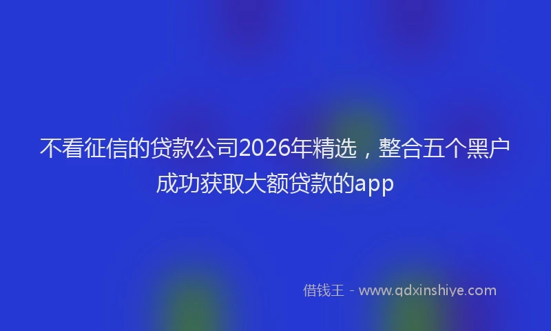 不看征信的贷款公司2026年精选，整合五个黑户成功获取大额贷款的app