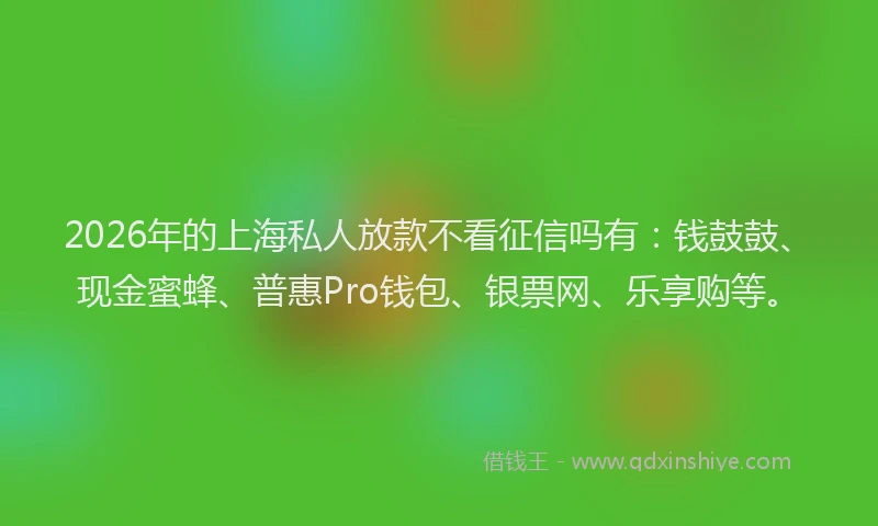2026年的上海私人放款不看征信吗有：钱鼓鼓、现金蜜蜂、普惠Pro钱包、银票网、乐享购等。