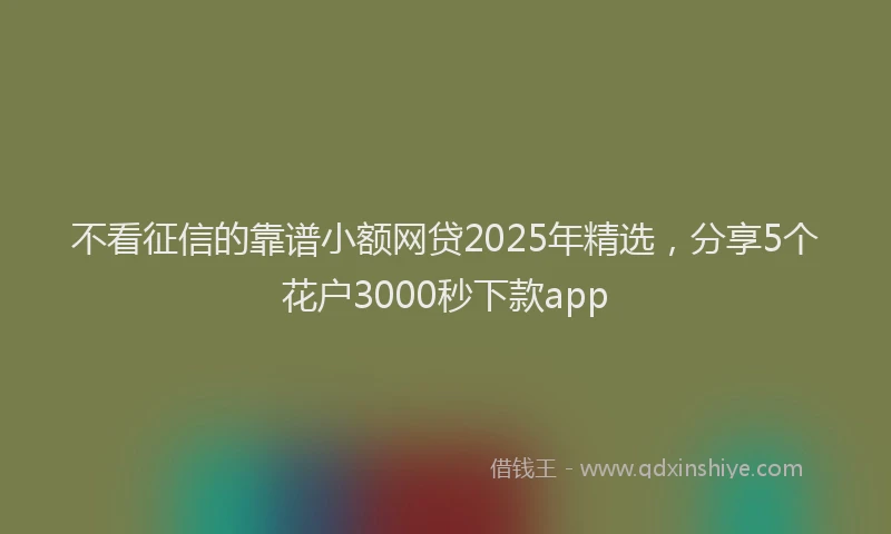不看征信的靠谱小额网贷2025年精选，分享5个花户3000秒下款app