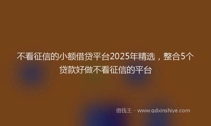 不看征信的小额借贷平台2025年精选，整合5个贷款好做不看征信的平台