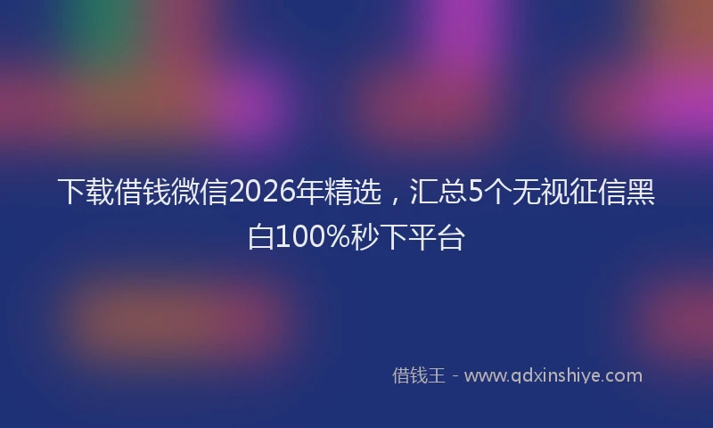 下载借钱微信2026年精选，汇总5个无视征信黑白100%秒下平台